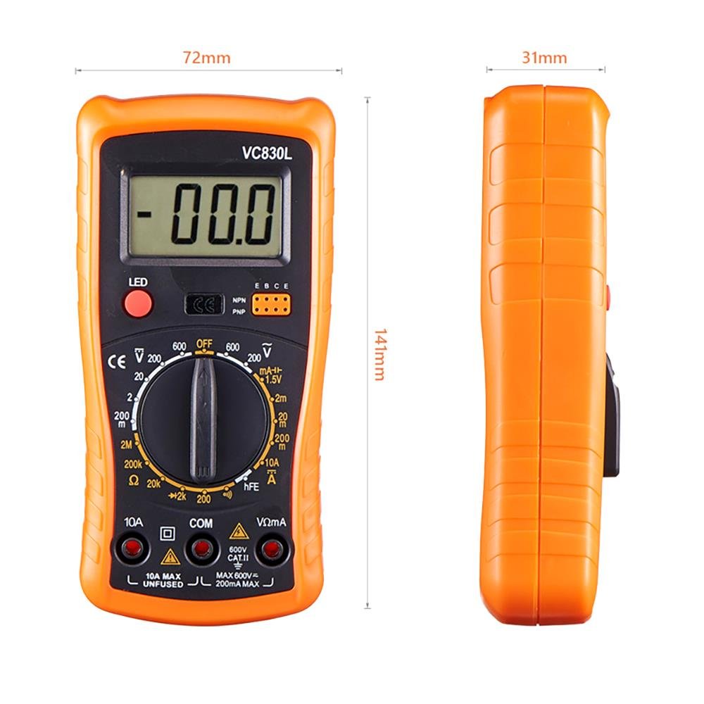 VC830L Digital Multimeter Handheld LCD Backlight Portable AC/DC Ammeter Voltmeter Ohm Voltage digital Multi Tester Multimeter