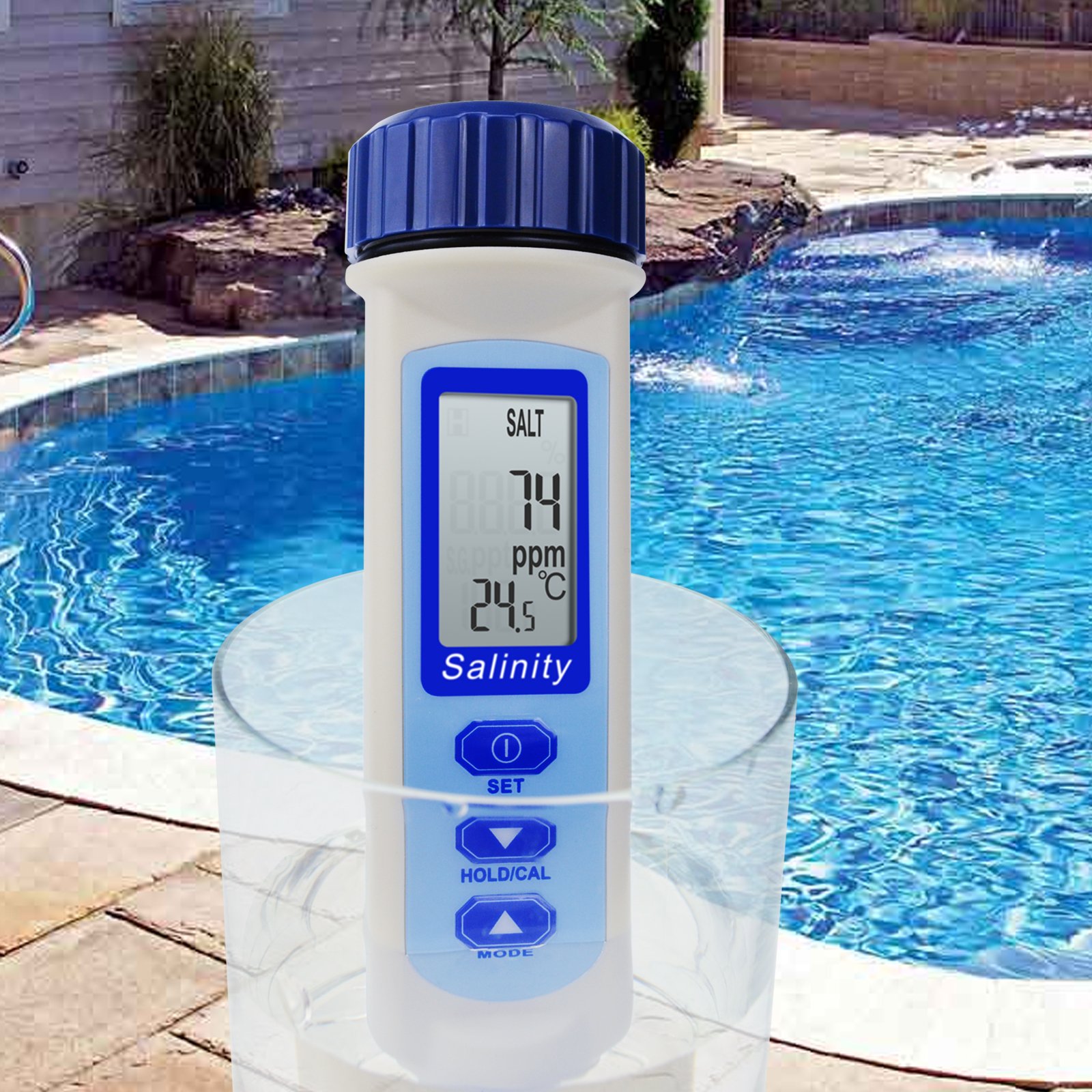 Salinity & Temp Meter Pen Type Salt Water Quality Tester ATC NaCl Aquarium Pond Food Pool Cooking Seawater 3-in-1 Checker