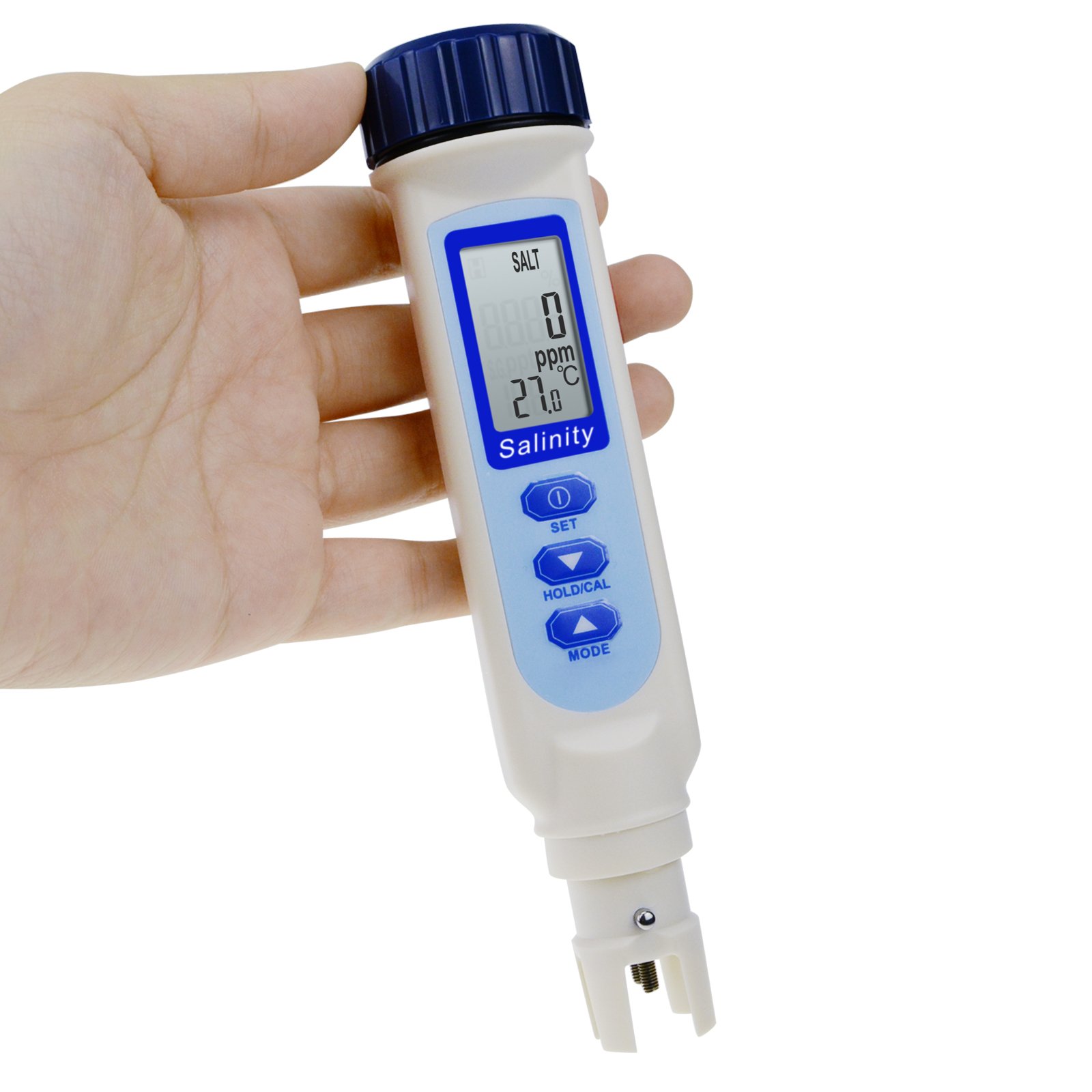 Salinity & Temp Meter Pen Type Salt Water Quality Tester ATC NaCl Aquarium Pond Food Pool Cooking Seawater 3-in-1 Checker