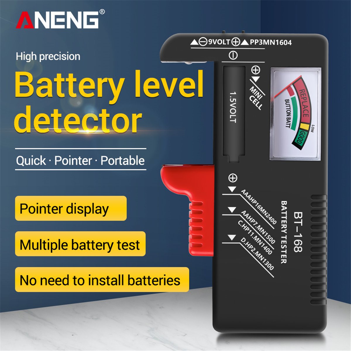 ANENG BT-168 Digital Battery Testers Lithium Battery Capacity Tester Display Checkered Analyzer Display AAA AA Button Cell