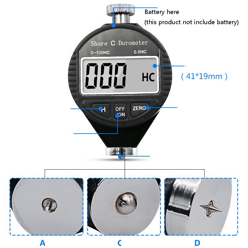 HA HD HC Digital Shore Durometer Sclerometer Portable Tire Rubber Hardness Tester Meter