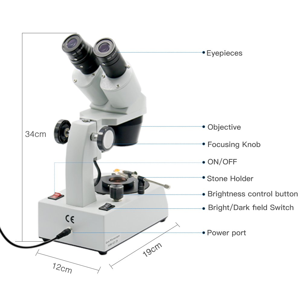 Fable Professional Gemological & Jewelry student binocular microscope 20X-40X magnification WF10/16mm