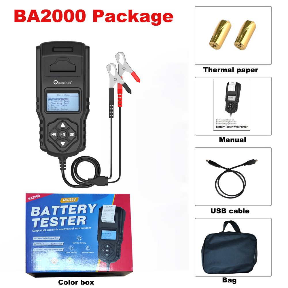 Battery Tester Printer Lead acid 12v battery high precision automatic temperature compensation CCA start test