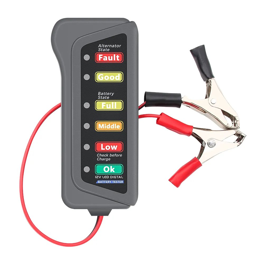 12V Digital Battery Alternator Tester for Car Motorcycle with 6 LED Lights Display Car Diagnostic tool Auto Battery Tester