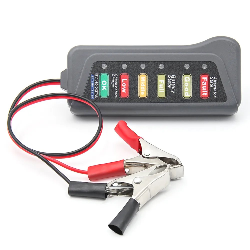 12V Digital Battery Alternator Tester for Car Motorcycle with 6 LED Lights Display Car Diagnostic tool Auto Battery Tester