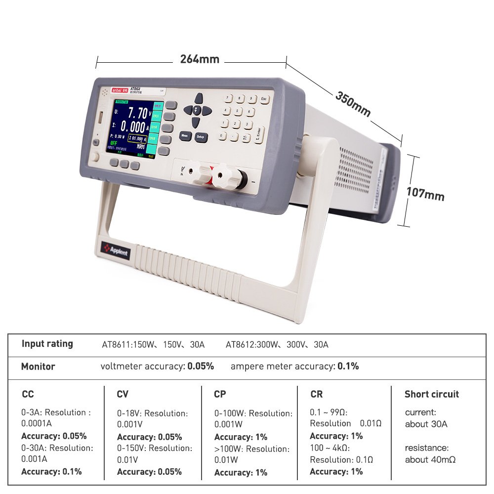 AT8611 DC Electronic load battery tester