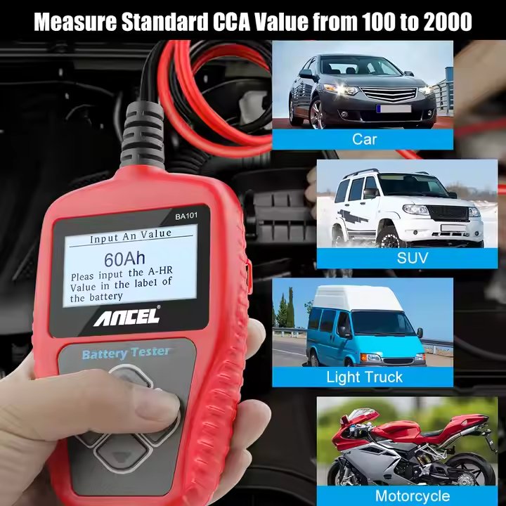 Battery Analyzer ANCEL BA101 Car Batteries Tester 12V 100-2000CCA Starting Charging System Multi languages Diagnostic Tool