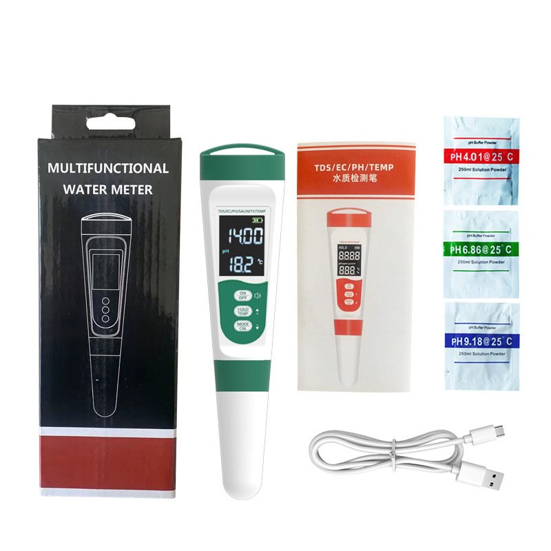 5 in 1 Water Quality Tester Pen Meter for Pools, Drinking Water Aquariums hydroponic Cooking Tester Measure Water