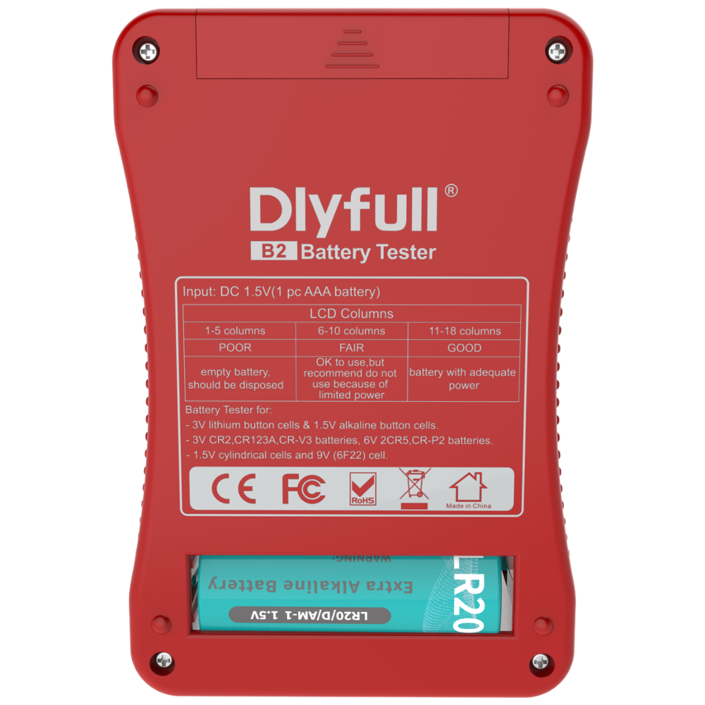 DLYFULL B2 UNIVERSAL BATTERY TESTER FOR 1.5V 3V 6V 9V RECHARGEABLE BATTERIES