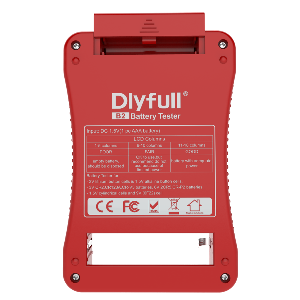 DLYFULL B2 UNIVERSAL BATTERY TESTER FOR 1.5V 3V 6V 9V RECHARGEABLE BATTERIES