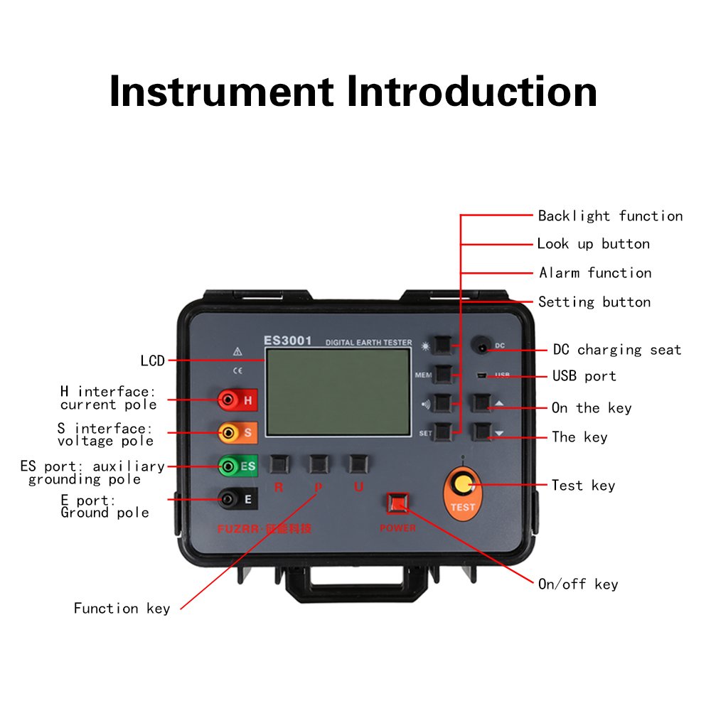 FUZRR ES3001 best valued Earth Testers 0.01 Accuracy ground resistance testers multi-Functional earth resistance meters