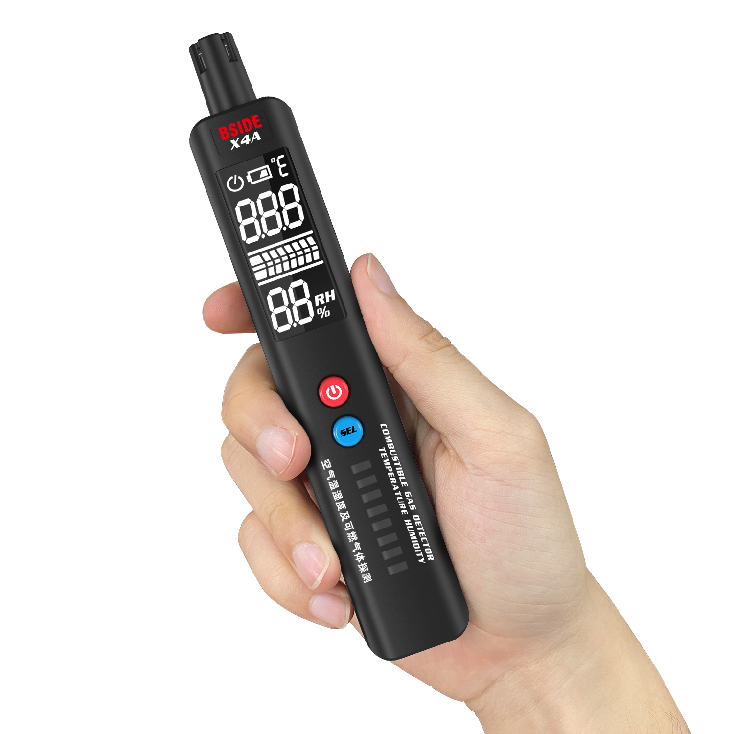 BSIDE X4A Gas Leak Detector Temperature & Humidity Tester Portable Natural Gas Sniffer Combustible Gas Propane Methane