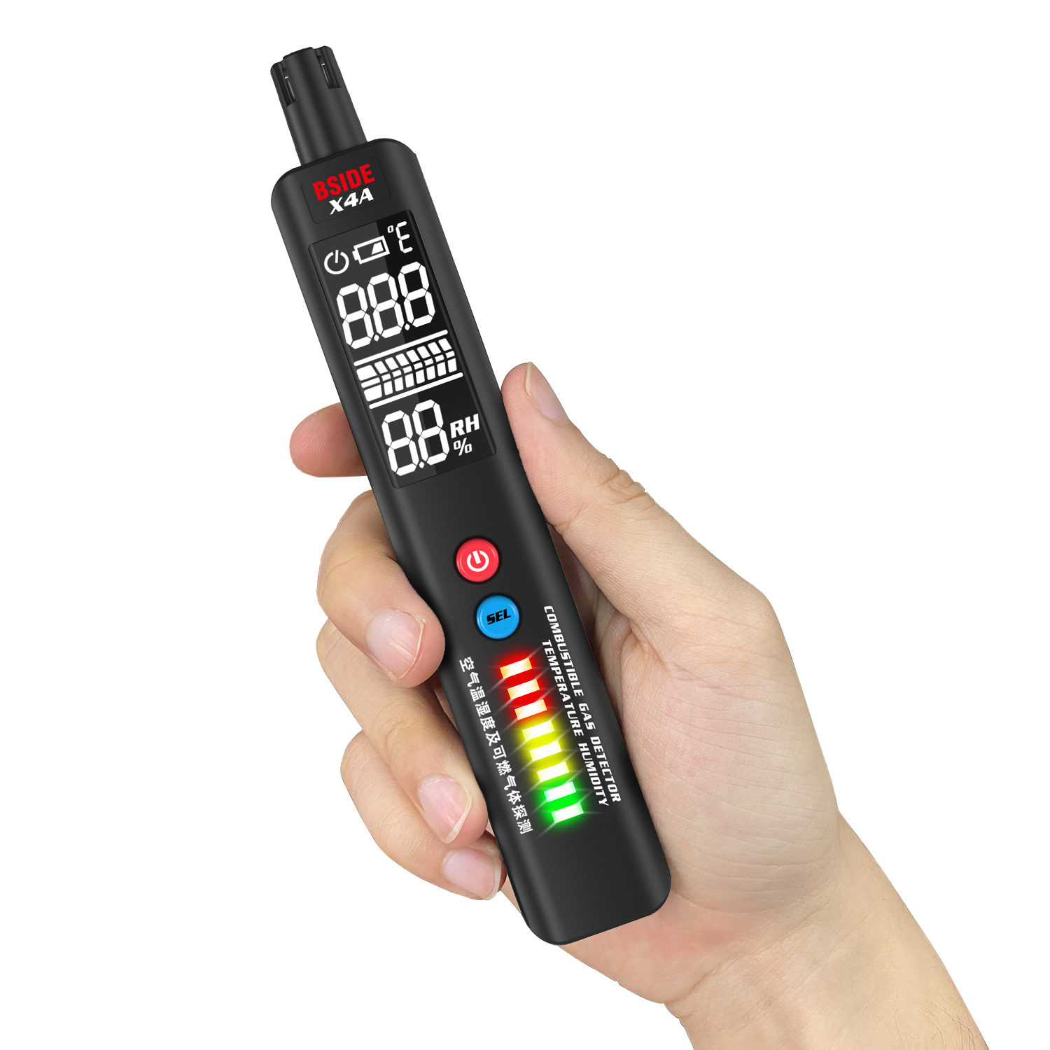 BSIDE X4A Gas Leak Detector Temperature & Humidity Tester Portable Natural Gas Sniffer Combustible Gas Propane Methane