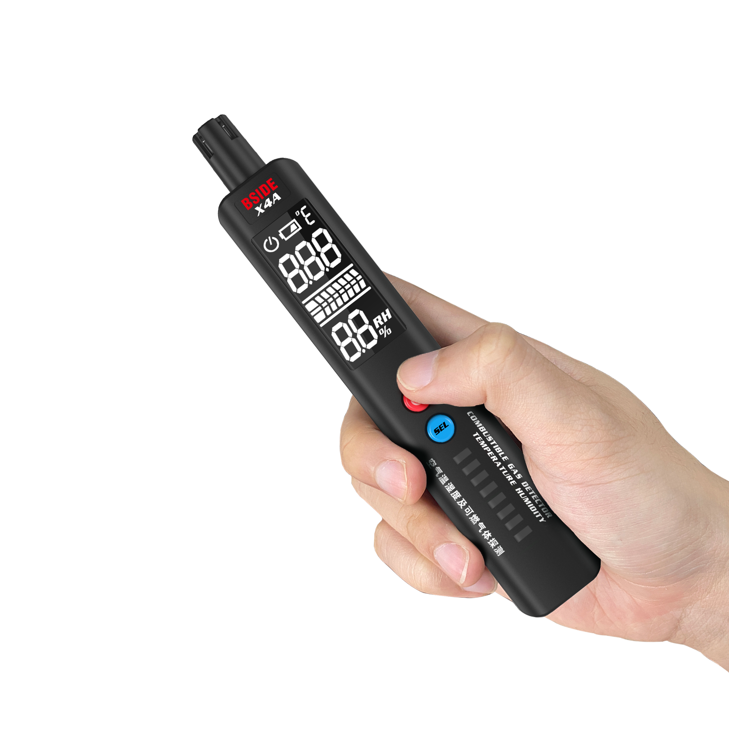 BSIDE X4A Gas Leak Detector Temperature & Humidity Tester Portable Natural Gas Sniffer Combustible Gas Propane Methane