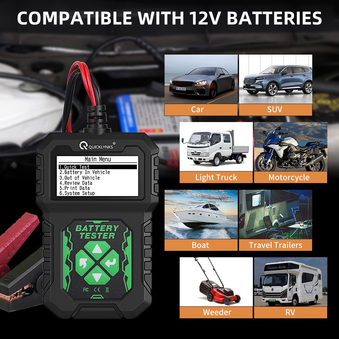 Quicklynks 6V/12V battery car tester battery load tester BA107