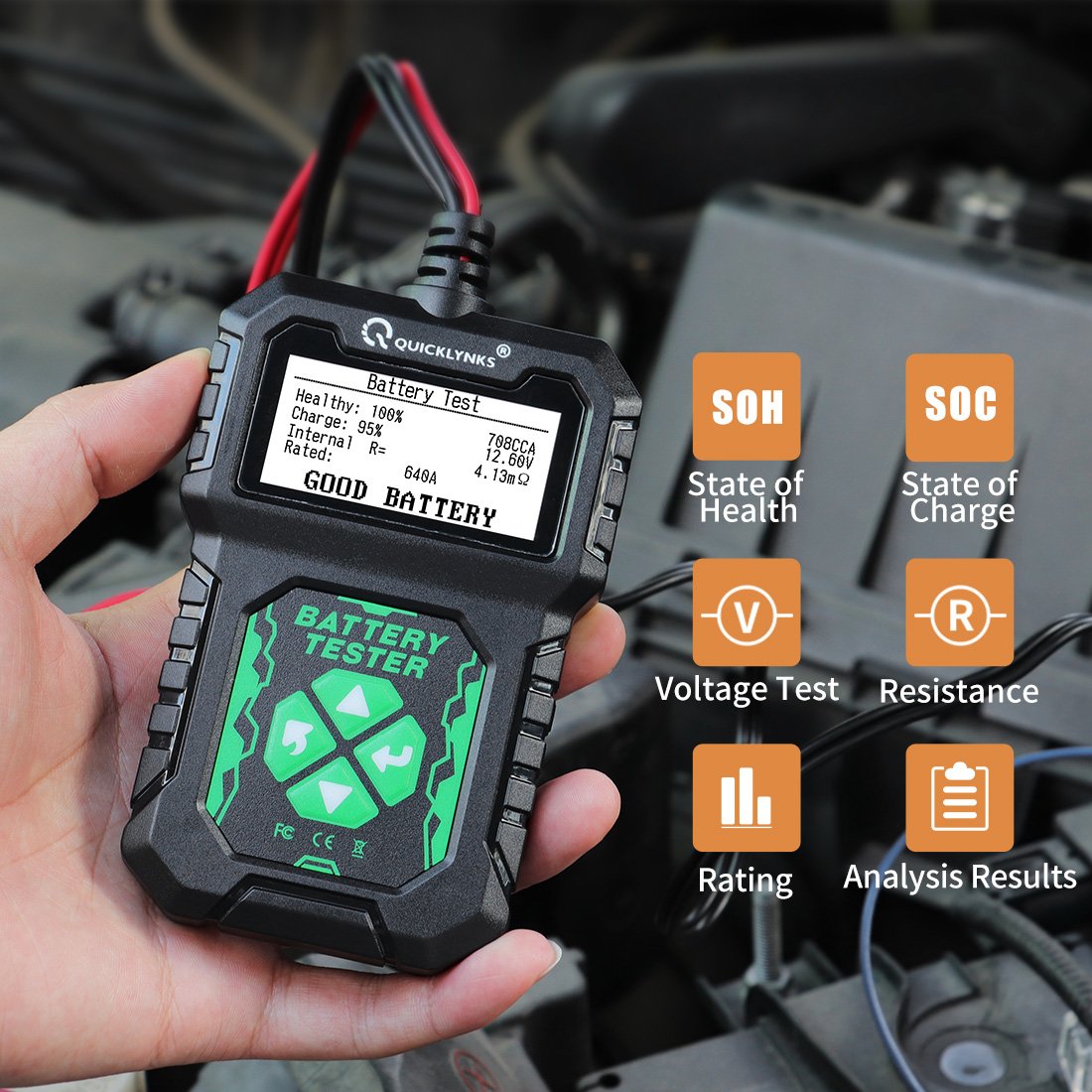 Quicklynks 6V/12V battery car tester battery load tester BA107