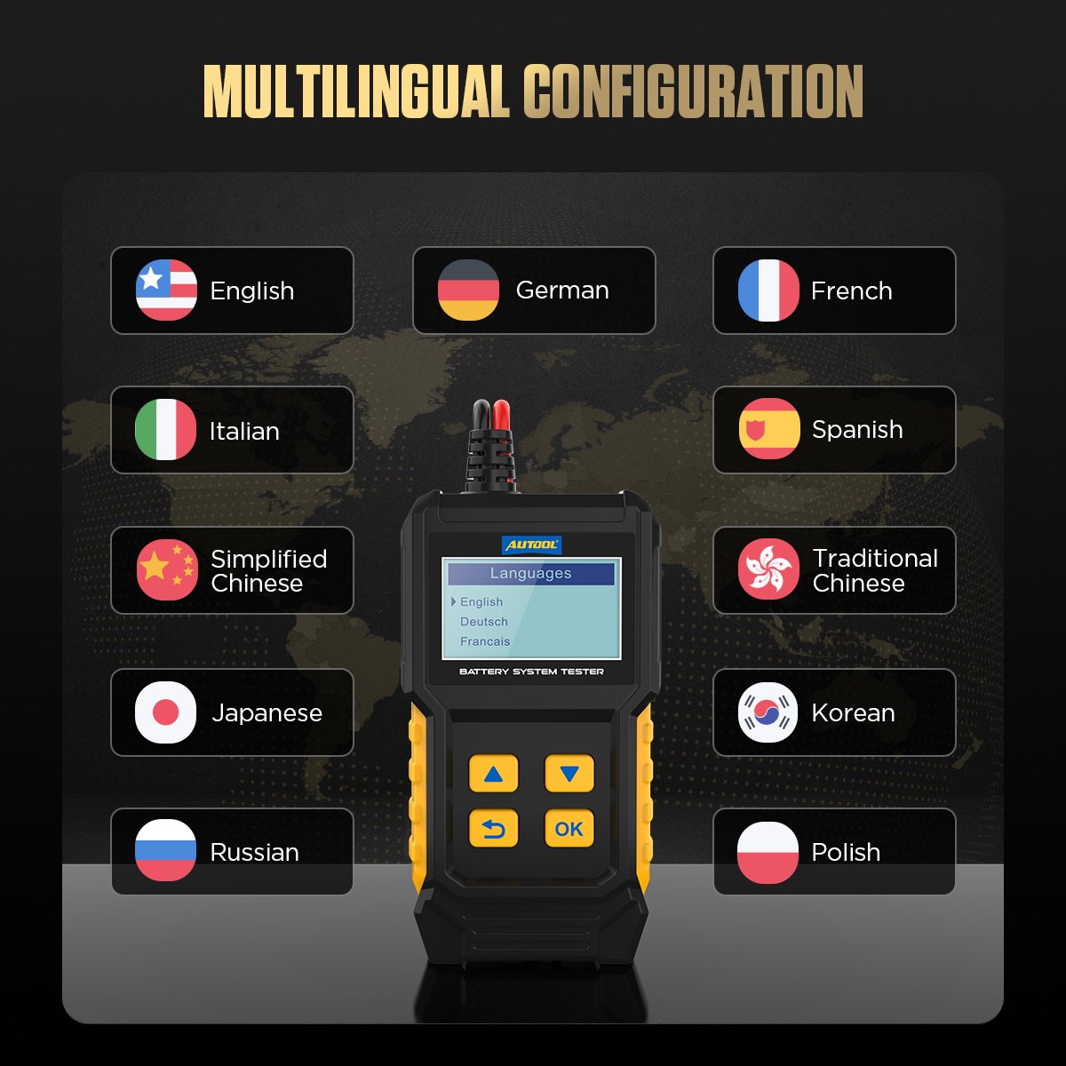 AUTOOL Auto Battery Test Measure Meter Car Battery Tester BT360 Automotive Battery System Cranking Charging Analyzer