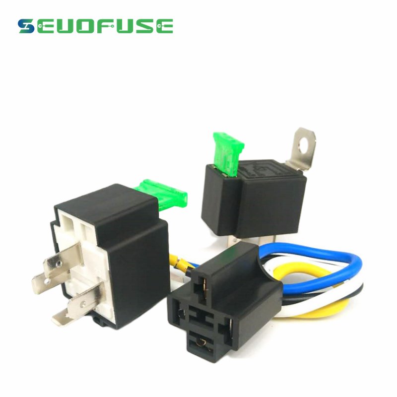 4 Pin 12V/24VMounting Base Auto Relay Socket Holder With Fuse Inline relay holder Relay holder