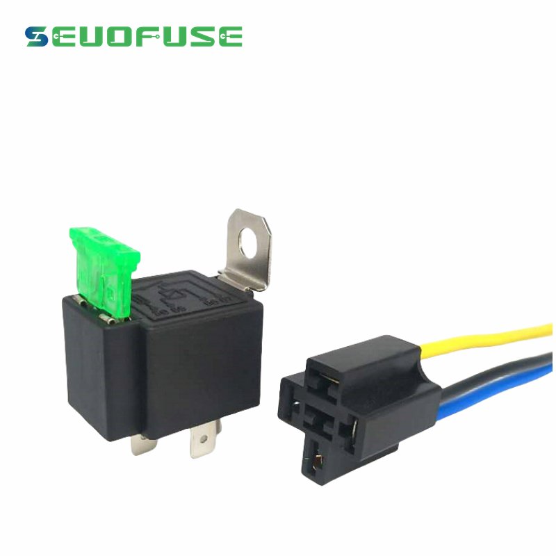 4 Pin 12V/24VMounting Base Auto Relay Socket Holder With Fuse Inline relay holder Relay holder