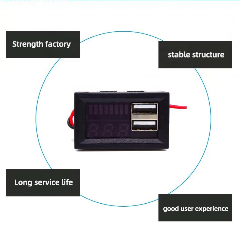 Digital Voltmeter 5V 2.4A USB Voltage Capacity Tester 12V - 24V Li-ion Lead Acid Battery Meter 3S-7S Battery Capacity Indicator