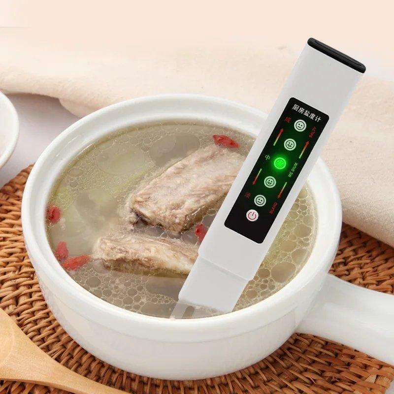 Food Salinity Tester Pen Salinometer LED Indicator Electronic Food Salt Concentration Meter for Home Kitchen