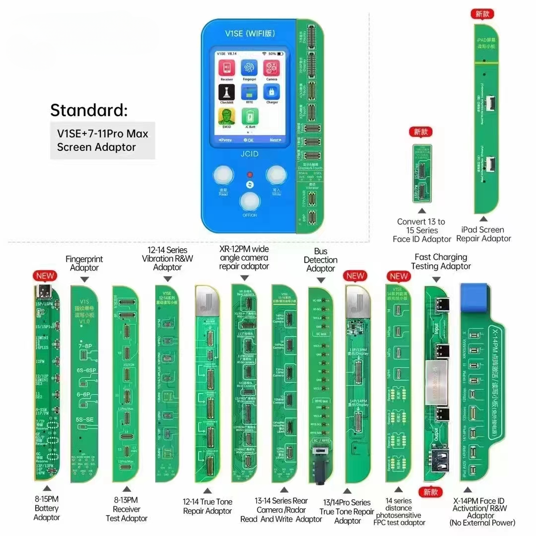 JC V1SE 8-In-1 Programmer Mobile Phone Code Reading with True tone Fingerprint Battery Board for iPhone 14 X XR 12 11 Pro Max 13