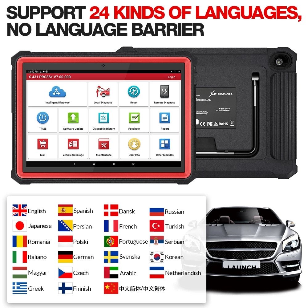X431 pro3s Plus 10.1" Full system Automotive Diagnostic tools ECU Coding Active test obd2 scanner for car pk Launch x431 pro v+
