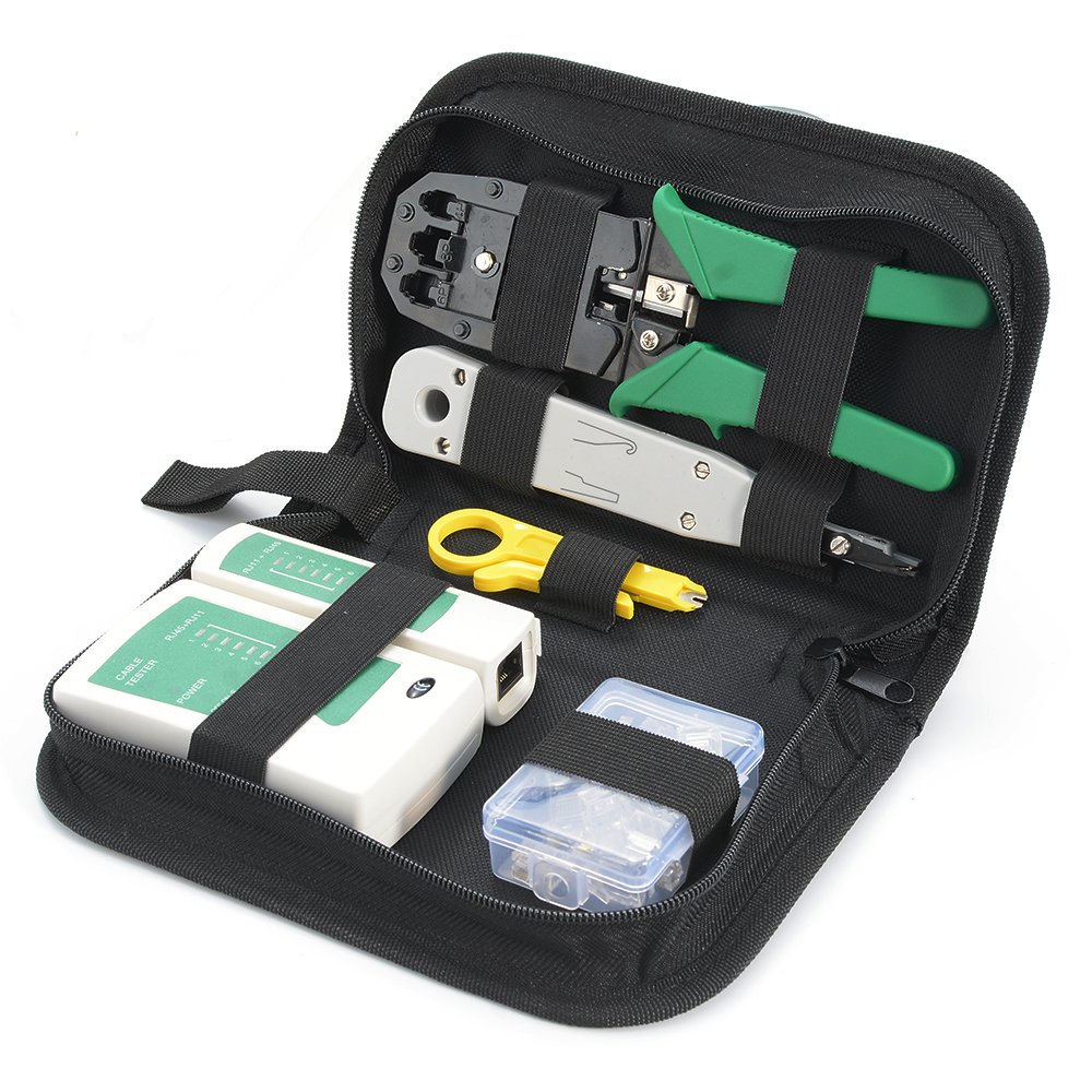 Professional Feed Pass Through Network Repair Tool Kit RJ45 RJ11 RJ12 Network LAN Cable Tester RJ45 Crimper Crimping Pliers Tool