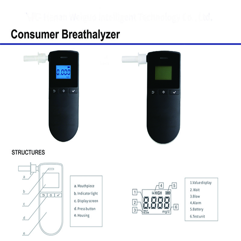 Driver Alcohol Tester Portable Digital LCD Breath Alcohol Checker Tester