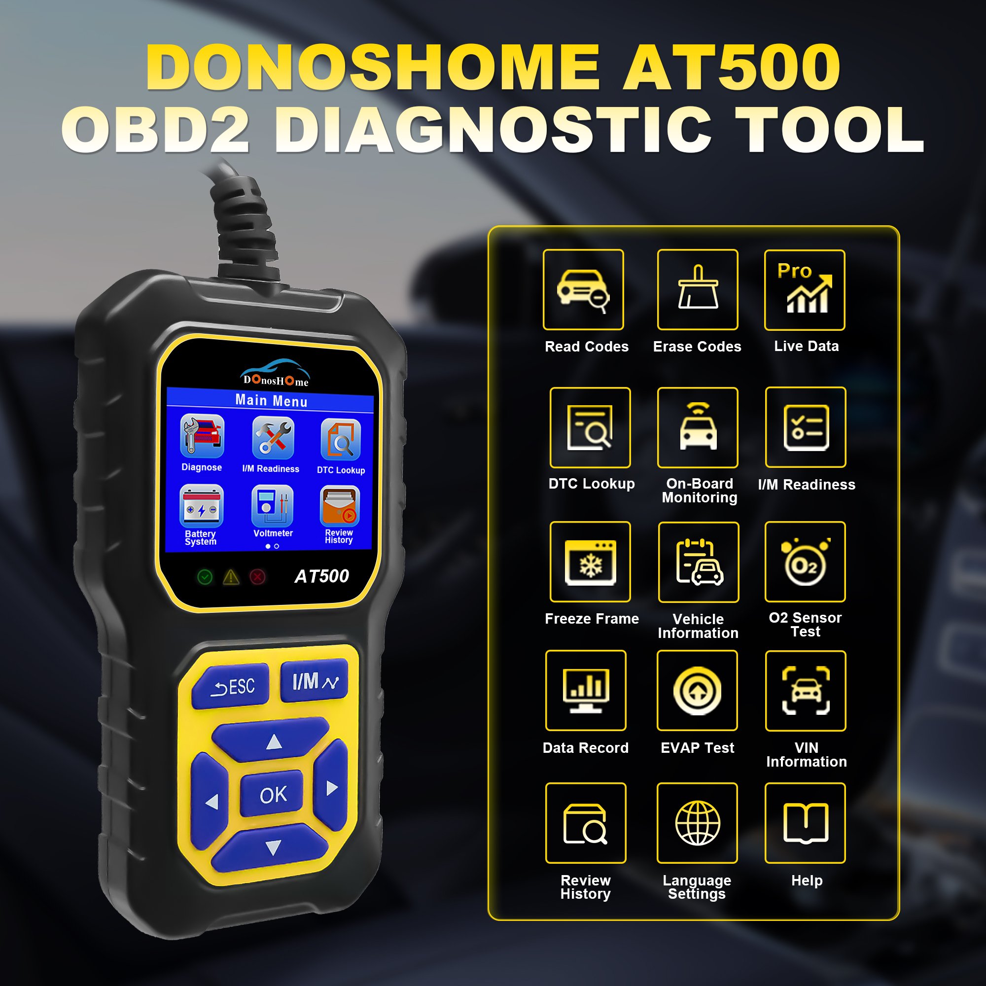 3-in-1 Enhanced OBD II Code Reader Automotive OBD2 Scanner Auto Check Engine Light Scan Tool for Asian vehicle after 2008