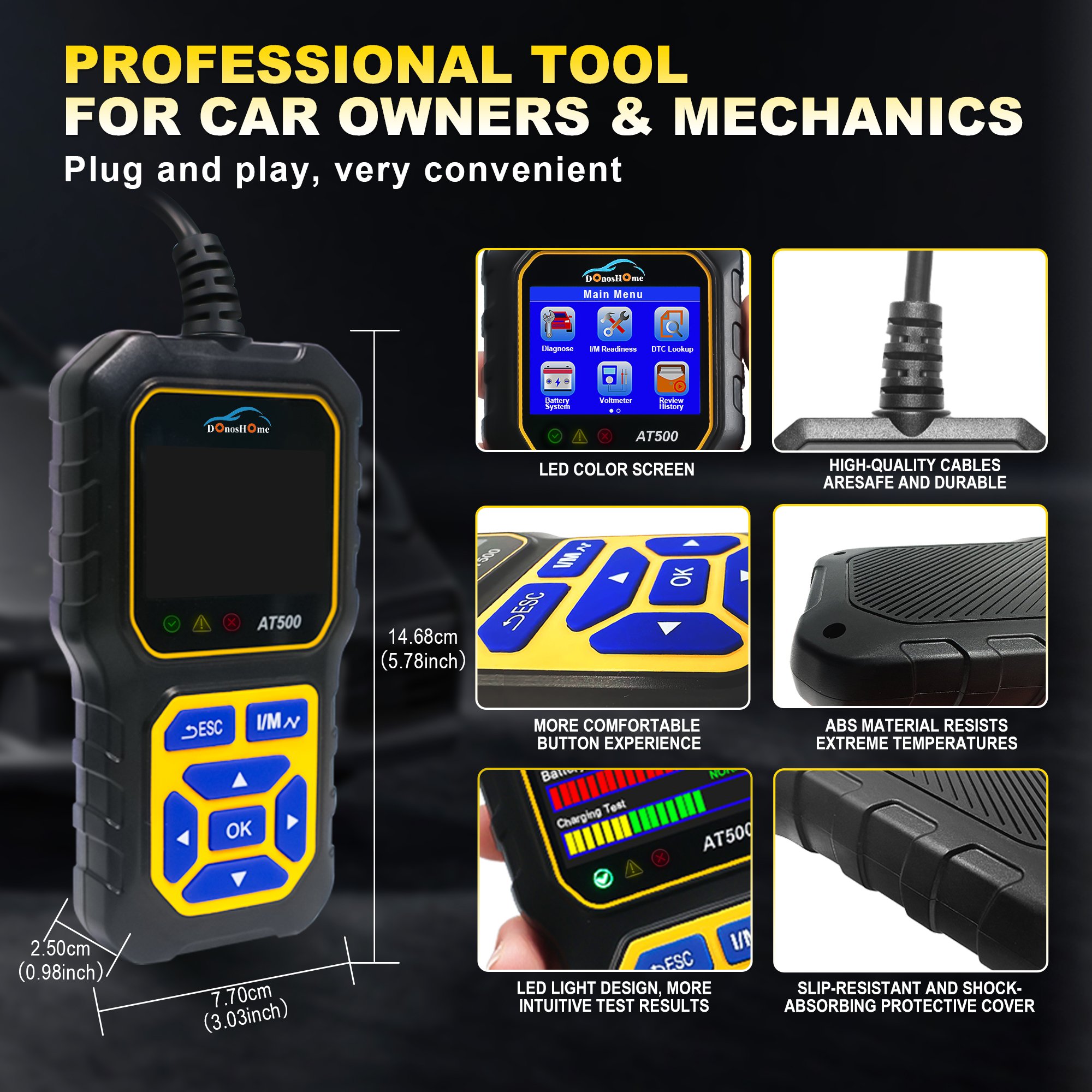 3-in-1 Enhanced OBD II Code Reader Automotive OBD2 Scanner Auto Check Engine Light Scan Tool for Asian vehicle after 2008