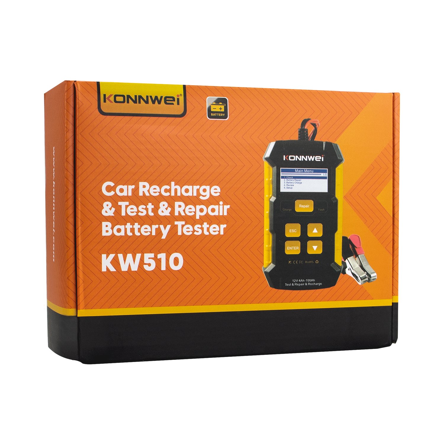 KONNWEI KW510 Battery Tester 12V Car 5A Battery Charger Pulse Repair Wet Dry AGM Gel Lead Acid Car Repair Tool
