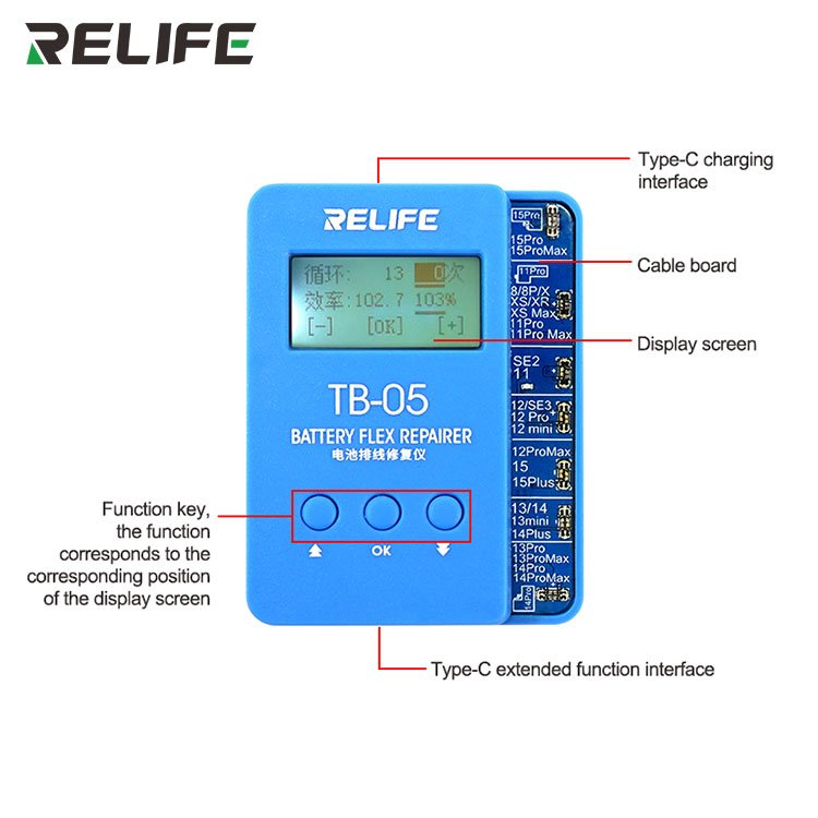 Relife TB-05 Battery Repair Flex Cable For IPhone 8-15pm Battery Warning Windows Pops Up Removing