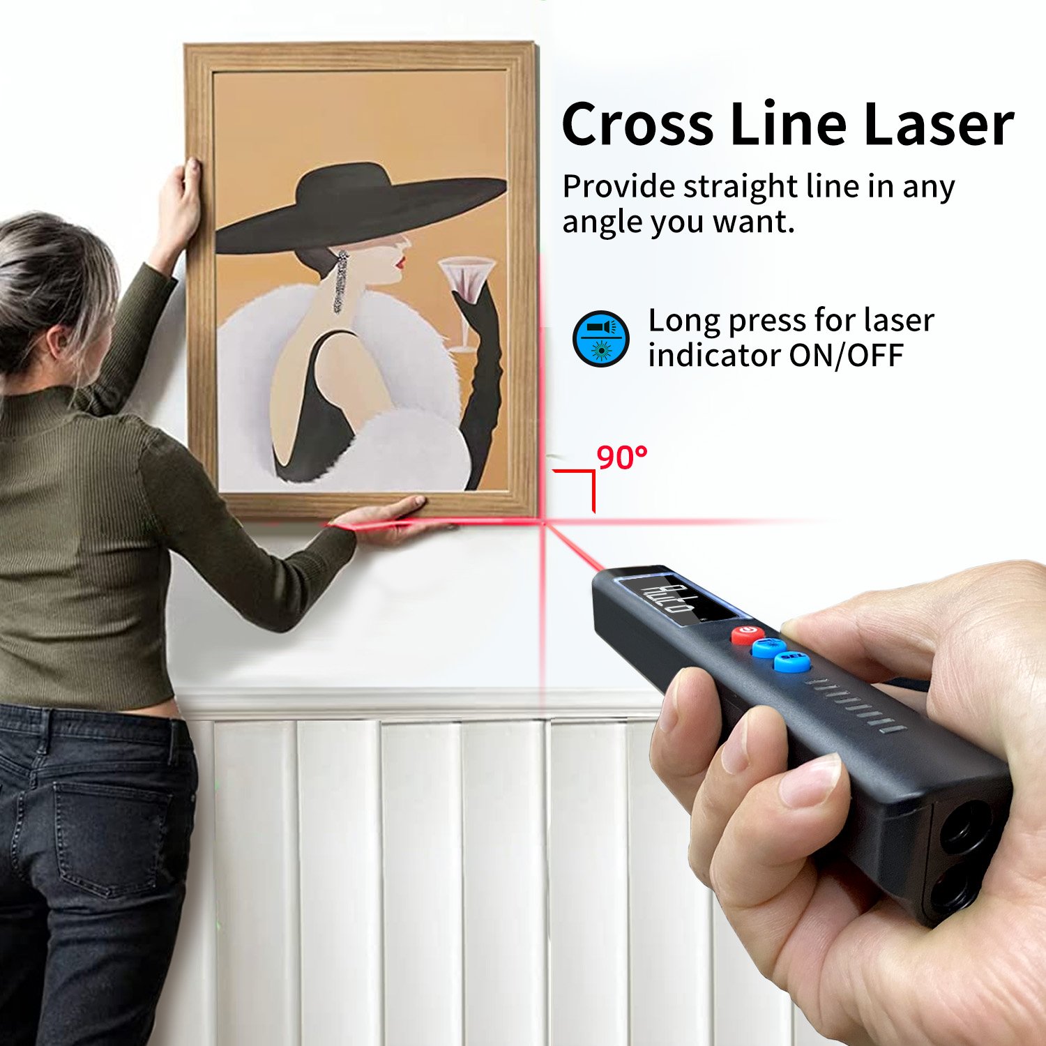 BSIDE Voltage Tester EBTN LCD Non-Contact Voltage Detector Pen with Integrated Cross Line Laser, Measure Capacitance VFC