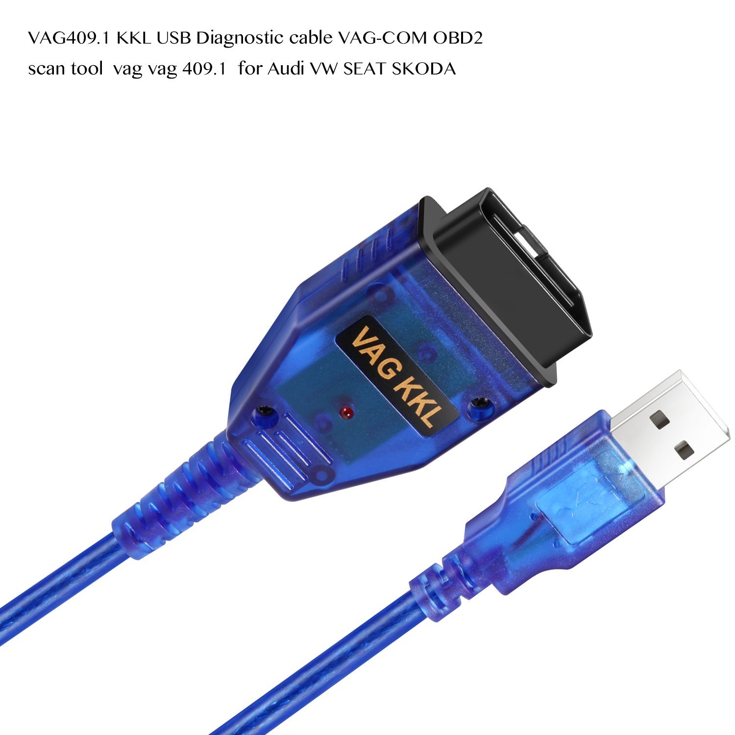 Auto Scanner Scan Tool Compatible with Audi VW SEAT Volkswagen VIMVIP VAG-COM KKL 409.1 OBD2 USB Cable