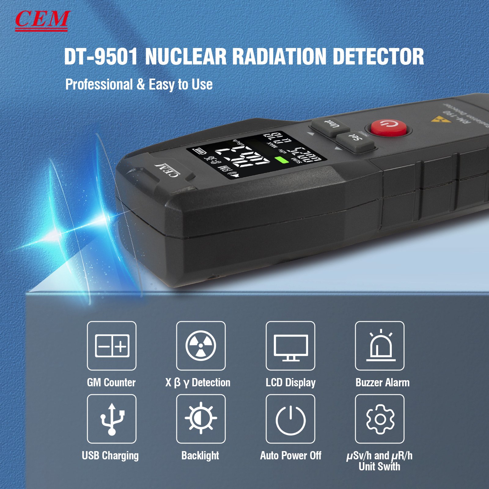 RM-190 Radiation Detector Portable Handheld Counter Emission Dosimeter Radiation Detector For X Y beta ray geiger counter