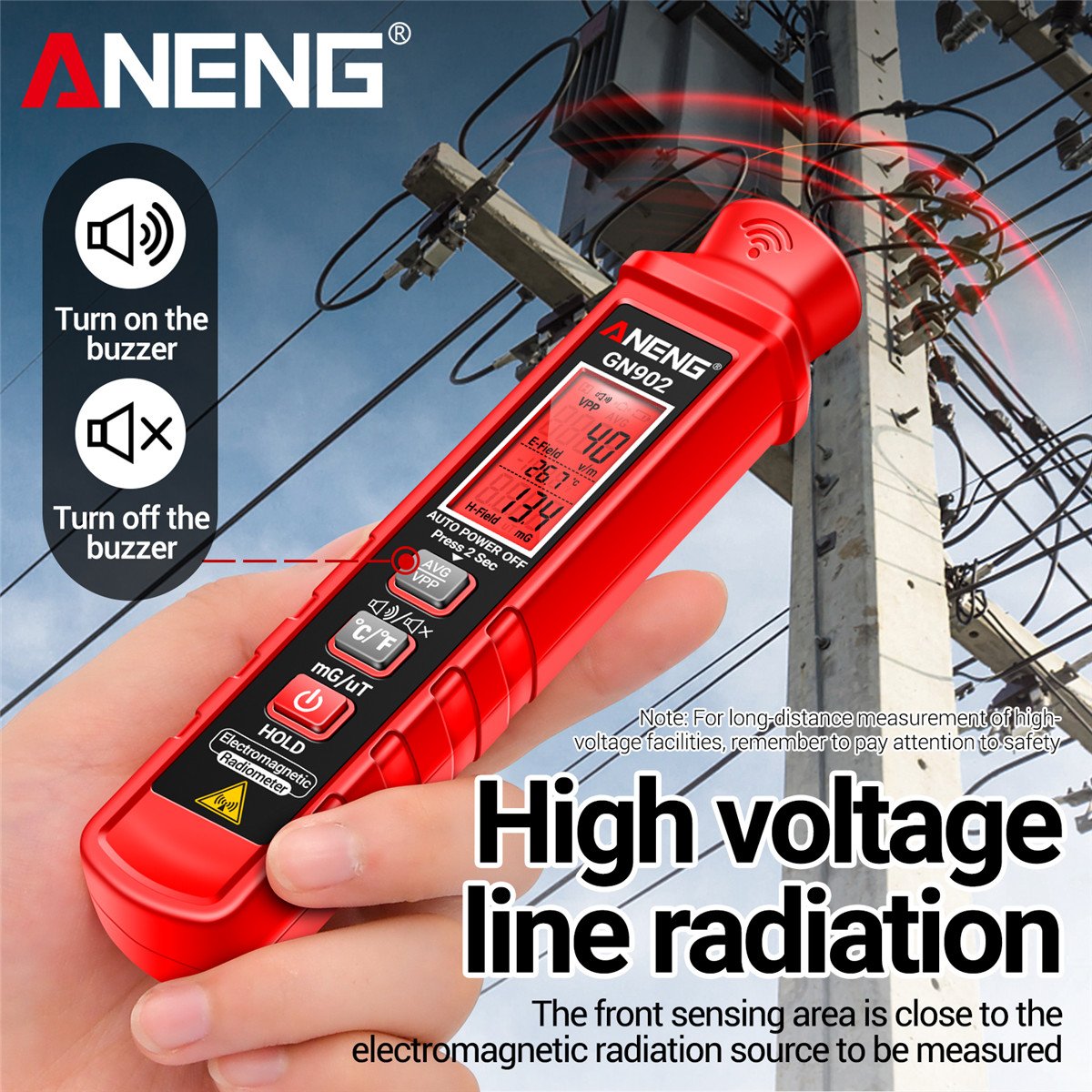 ANENG GN902 Electromagnetic Radiation Detector Portable LCD X Ray Testing Radioactivity Meter Temperature Tester Dosimeter Tools