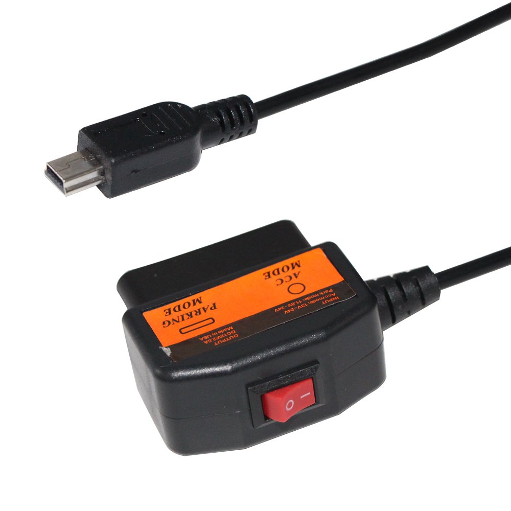 Car 12V/24V to 5V2A charging cable for vehicle driving recorder Low voltage protection 11.6V obd cable