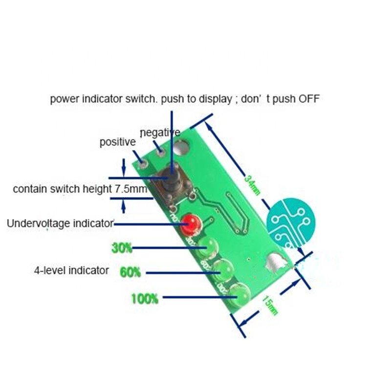 10S Lithium Battery Capacity Indicator 36V Li-ion Lipo Cells Power Level Display Board Tester Meter with Undervoltage Indicator