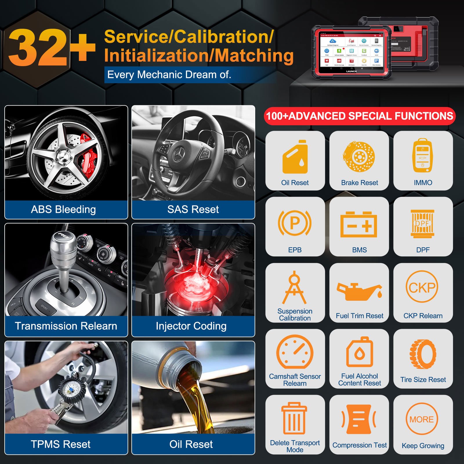 Original Launch X431 Pro Elite 32+service functions diagnostic machine BI-Directional car scanner