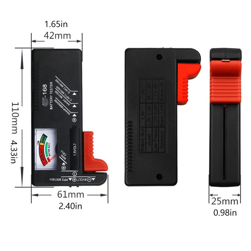 BT-168 /BT-168D Battery Tester Pointer/Digital Display Battery Volt Checker Battery Analyzer for AA AAA C D 9V 1.5V Button Cell