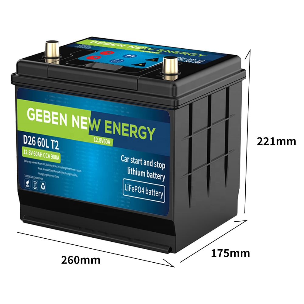 GEBEN 12v 60ah Car Start And Stop Battery Car lithium ion battery for motorhomes racing cars snowmobiles