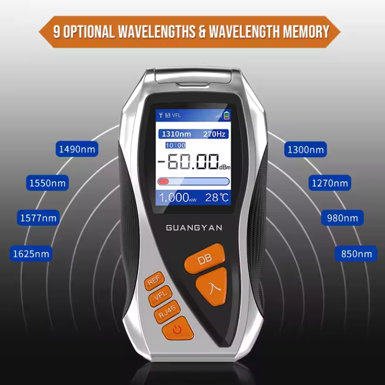 GUANGYAN Y9 4G network remote high-precision optical power meter 4 in1 Red integrated VFL 5/15/20/30 km Rj45 cable tester