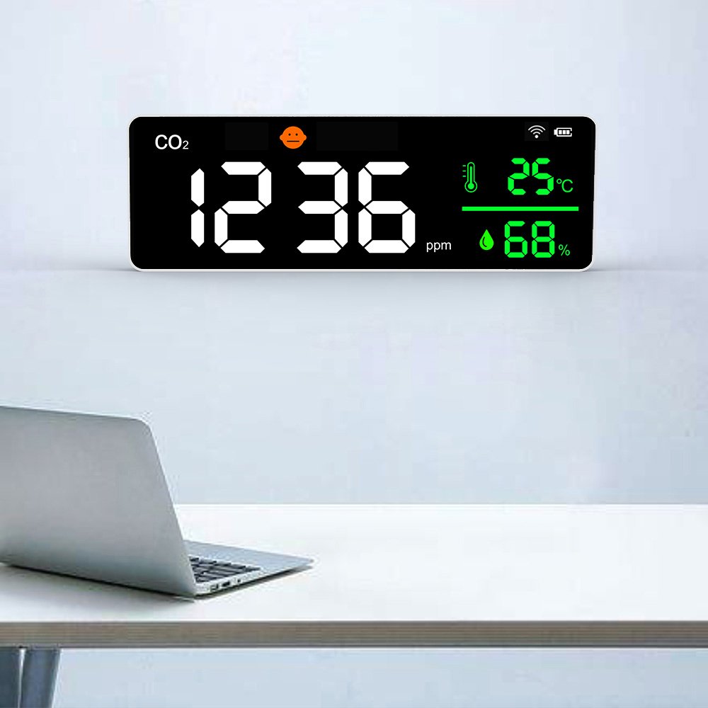 Portable CO2 Monitor with Wall Mount Digital Air Quality Tester NDIR Sensor Rechargeable Battery Carbon Dioxide France Spain