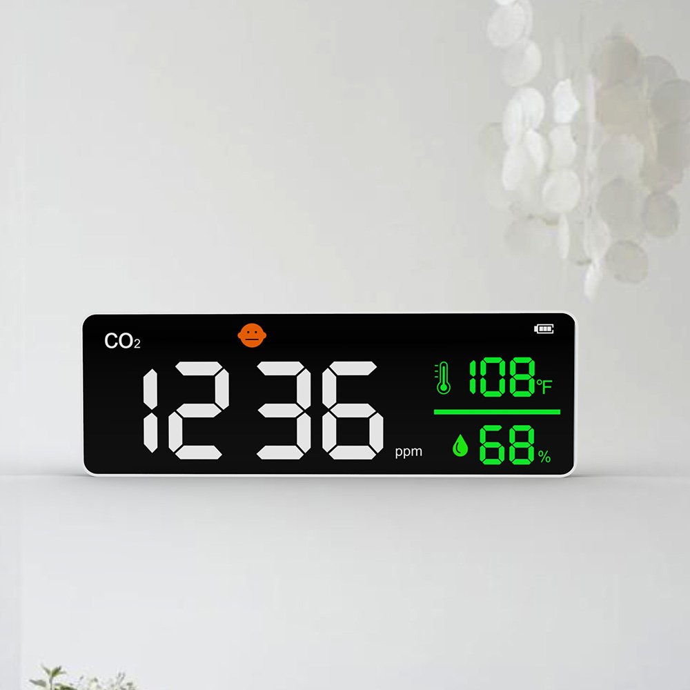 Portable CO2 Monitor with Wall Mount Digital Air Quality Tester NDIR Sensor Rechargeable Battery Carbon Dioxide France Spain