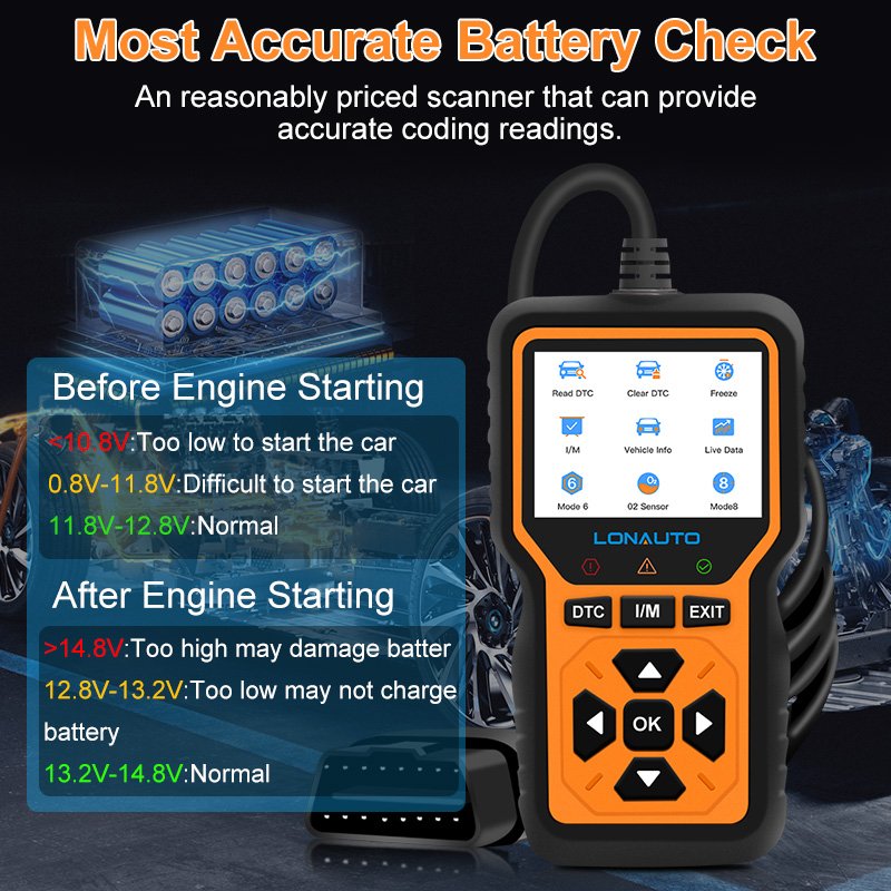 Original TX302 All OBD2 Function Enhanced Car Engine Light Code Reader ScanTool OBD2 Scanner Diagnostic Tool with Battery Test