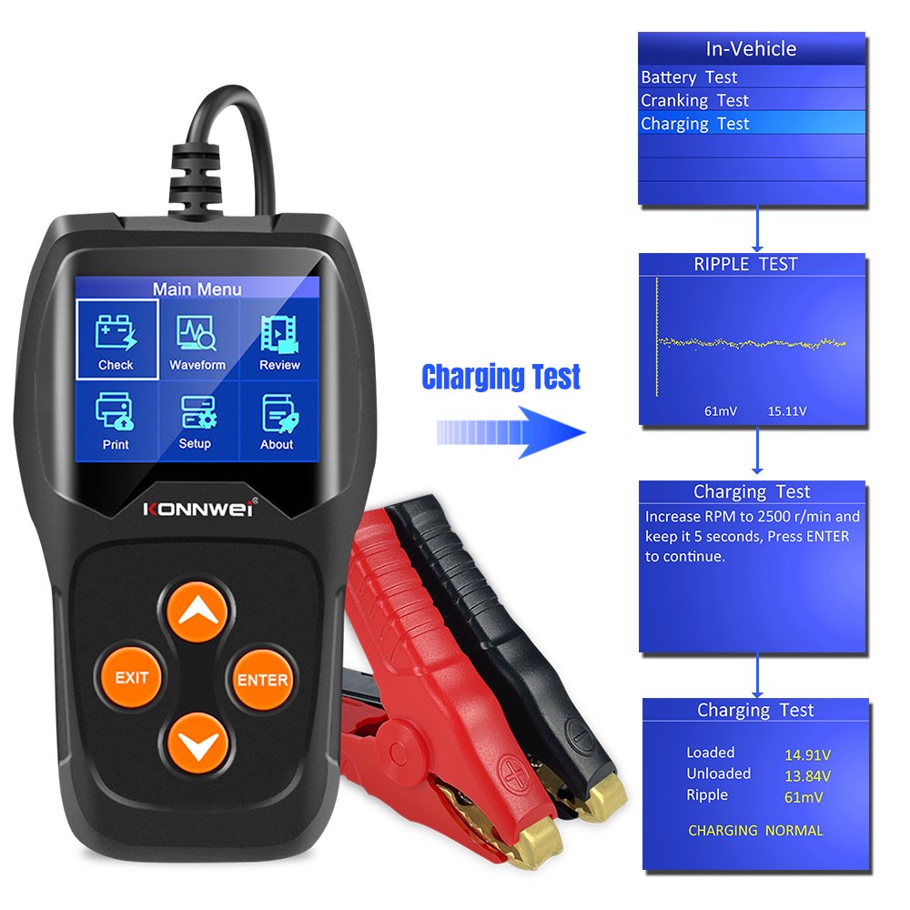 Factory Direct universal diagnostic tools Konnwei kw600 battery tester 2.4inch color screen batteries internal resistance tester