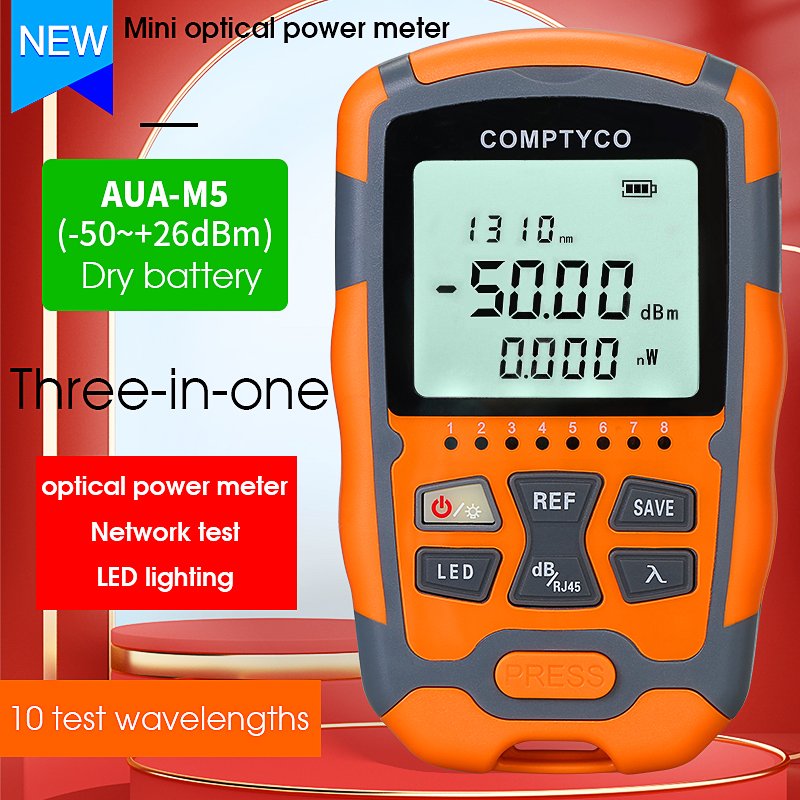 COMPTYCO AUA-M5 dry battery OPM three in one optical fiber tester - 50+~26dbm RJ45 network tester with LED Optical power meter