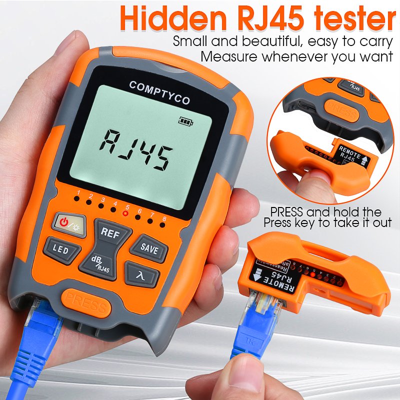 COMPTYCO AUA-M5 dry battery OPM three in one optical fiber tester - 50+~26dbm RJ45 network tester with LED Optical power meter