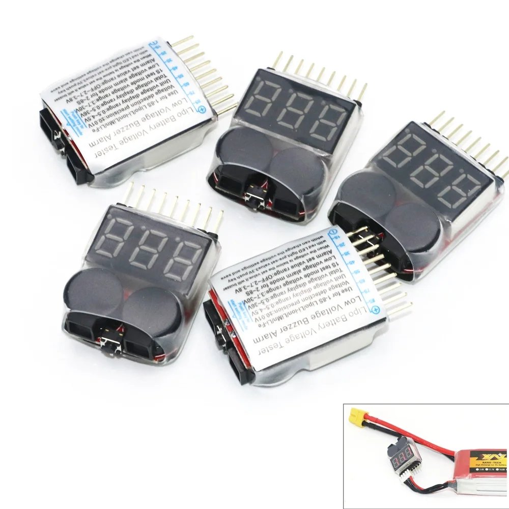 Lipo Checker Low Voltage Tester Volt Meter Monitor Battery Buzzer Alarm 1-8S For RC Lipo Battery Remote Control Toys